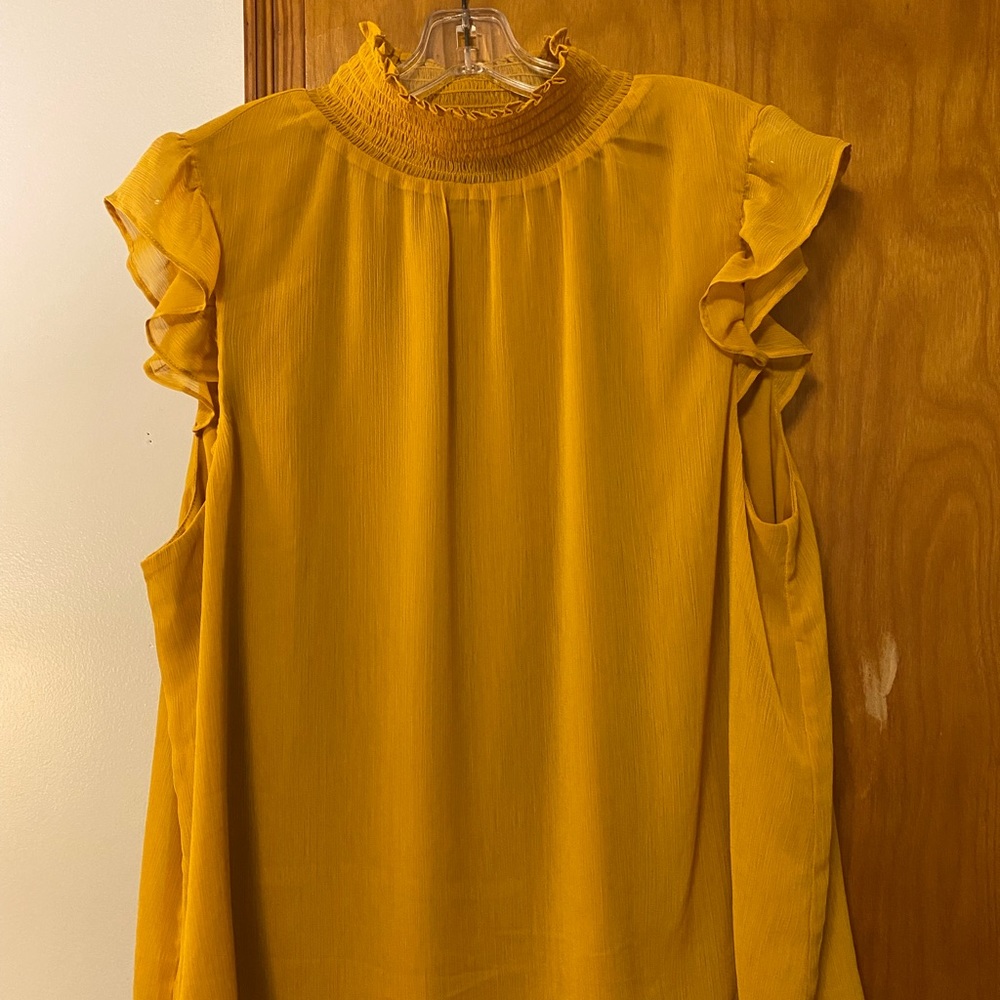Banana Republic Factory Mustard Ruffle Blouse